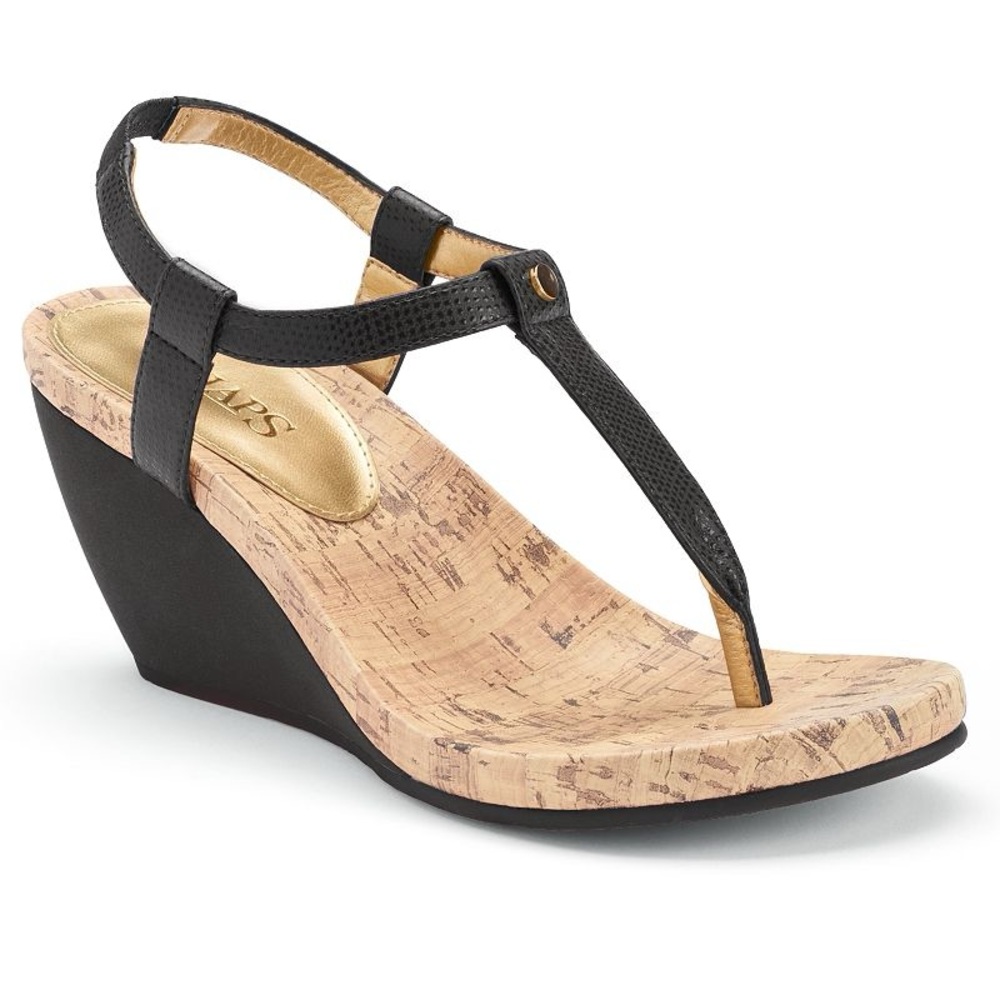 Chaps Black Raevyn Slip-On Wedge Sandals - 6